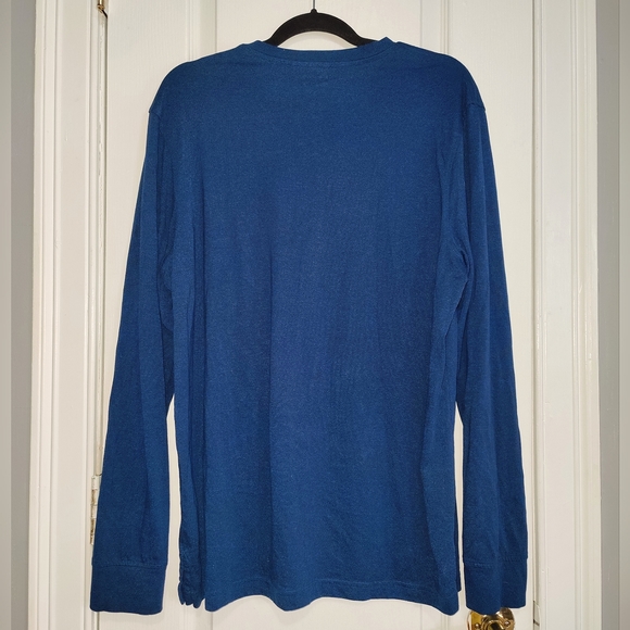 Extra Soft Heather Blue Long Sleeve Henley - Picture 2 of 4